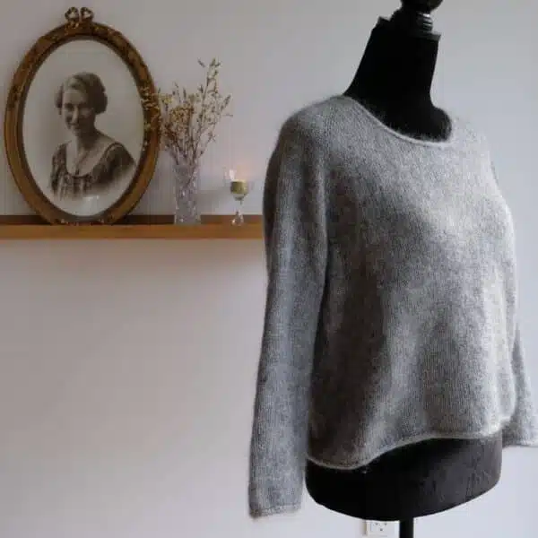 Kumulug Bluse O-neck strikket i en tråd Merino Lammeuld og en tråd Brushed Lace Silkemohair